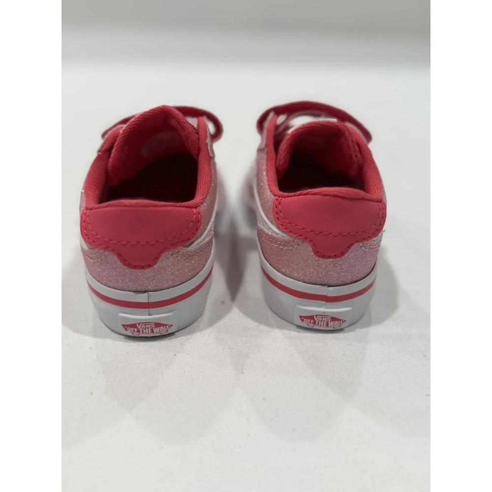 VANS Brooklyn LS V Toddler Sneakers US 7 TODDLER Pink/White Glitter Hook & Loop